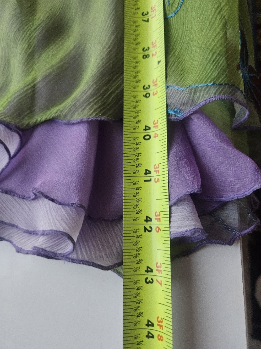 Vintage Handmade Embroidered Layered Silk Watercolor Fairy Dress - Picture 11 of 14